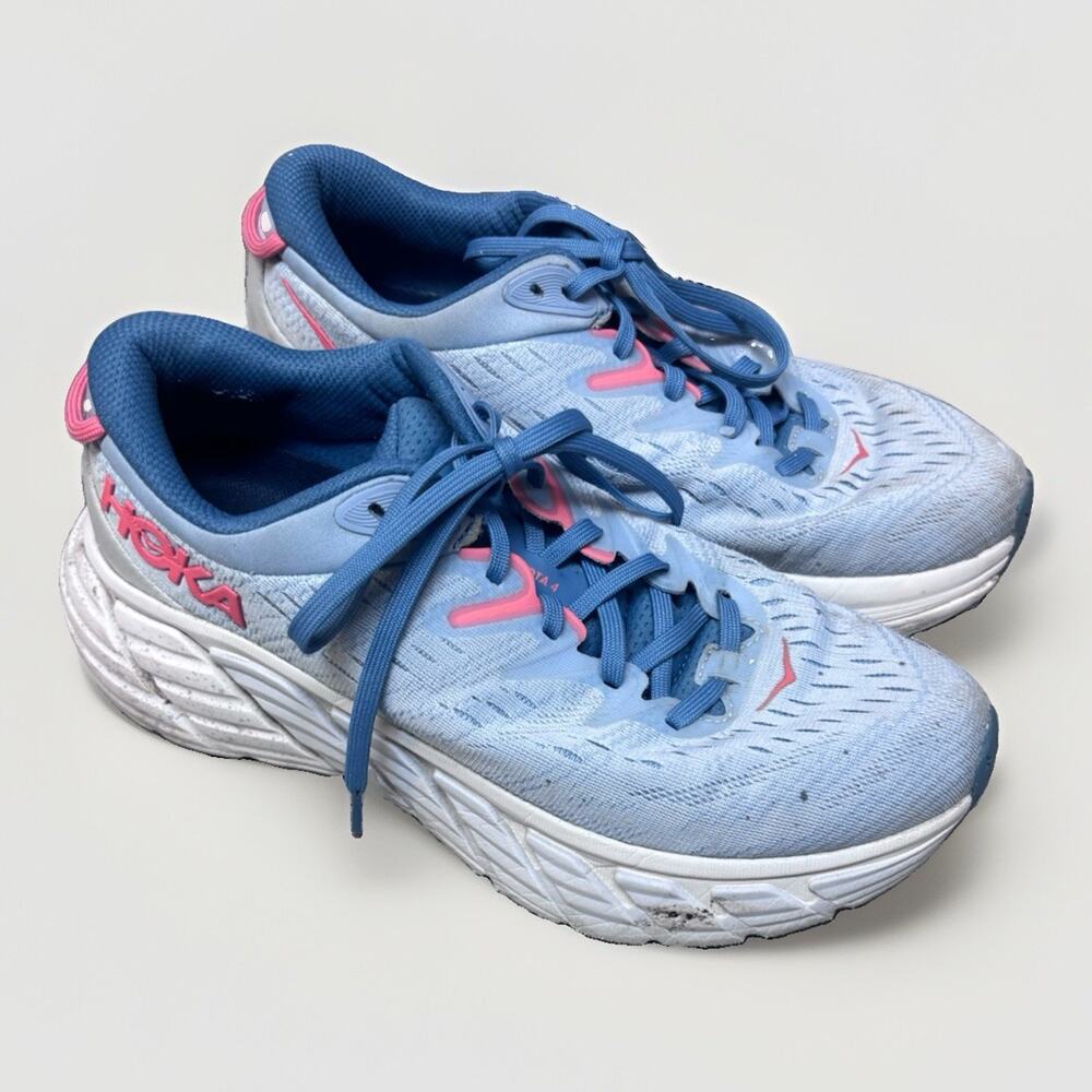 Hoka One One Gaviota 4 Womens 8 B Blue Pink Running Shoes Stability Sneakers